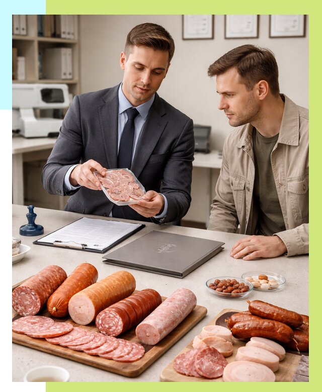 Сертификация колбасных изделий в Минусинске от 7621 р. | Алешин-Мнс