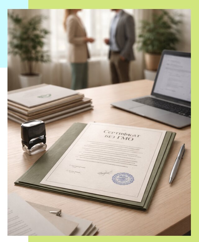 Сертификат без ГМО в Минусинске от 7621 р. оформить срочно Алешин-Мнс